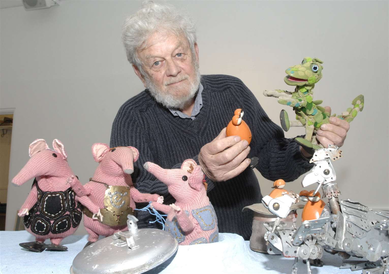 Peter Firmin and the Clanger puppets at the Sidney Cooper Centre in Canterbury