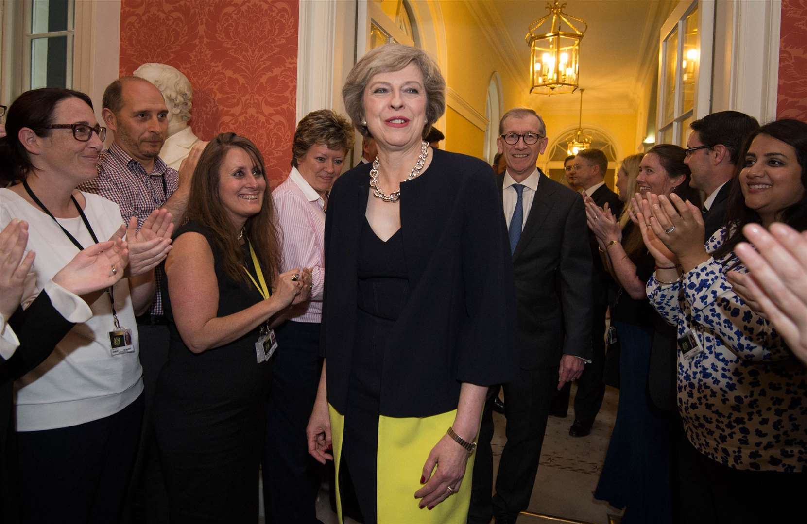 No 10 staff welcome new prime minister Theresa May (Stefan Rousseau/PA)