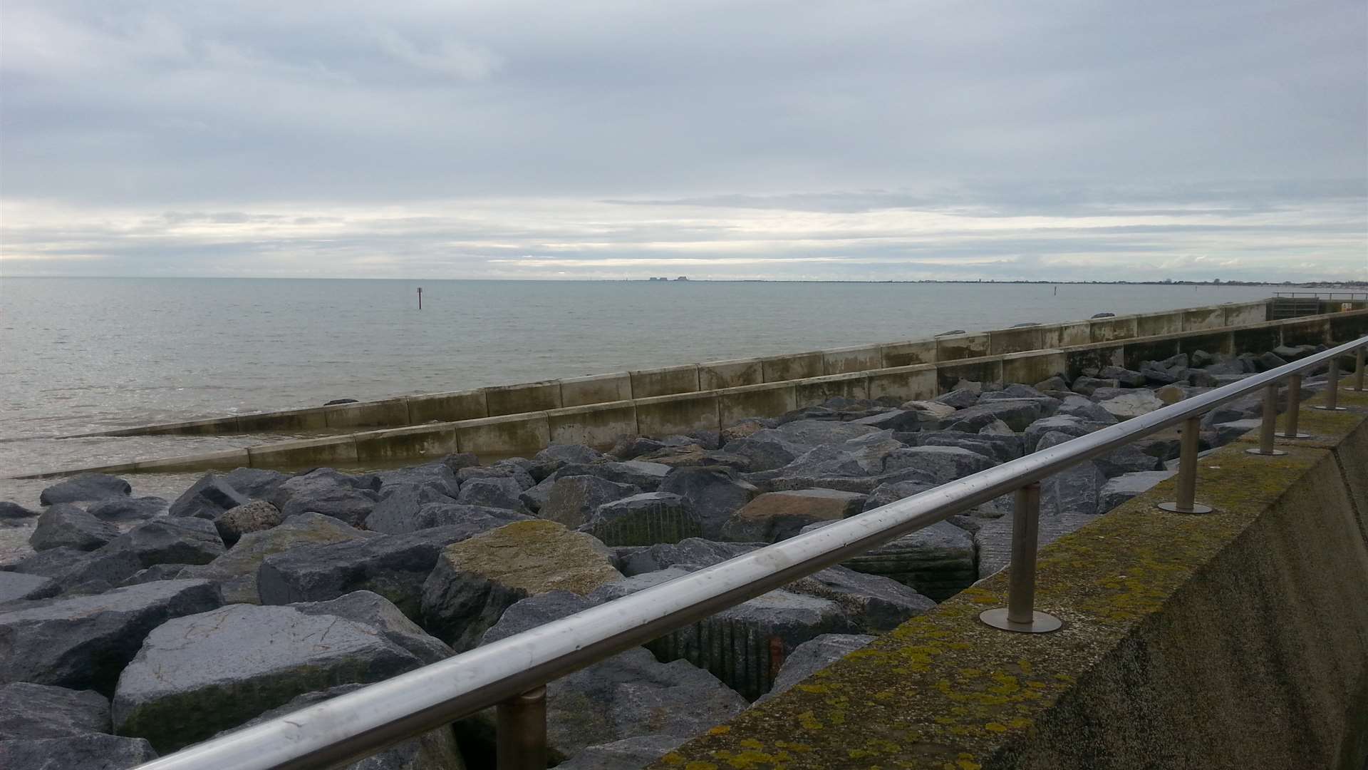 The rocks where Connor fell into the sea at Dymchurch