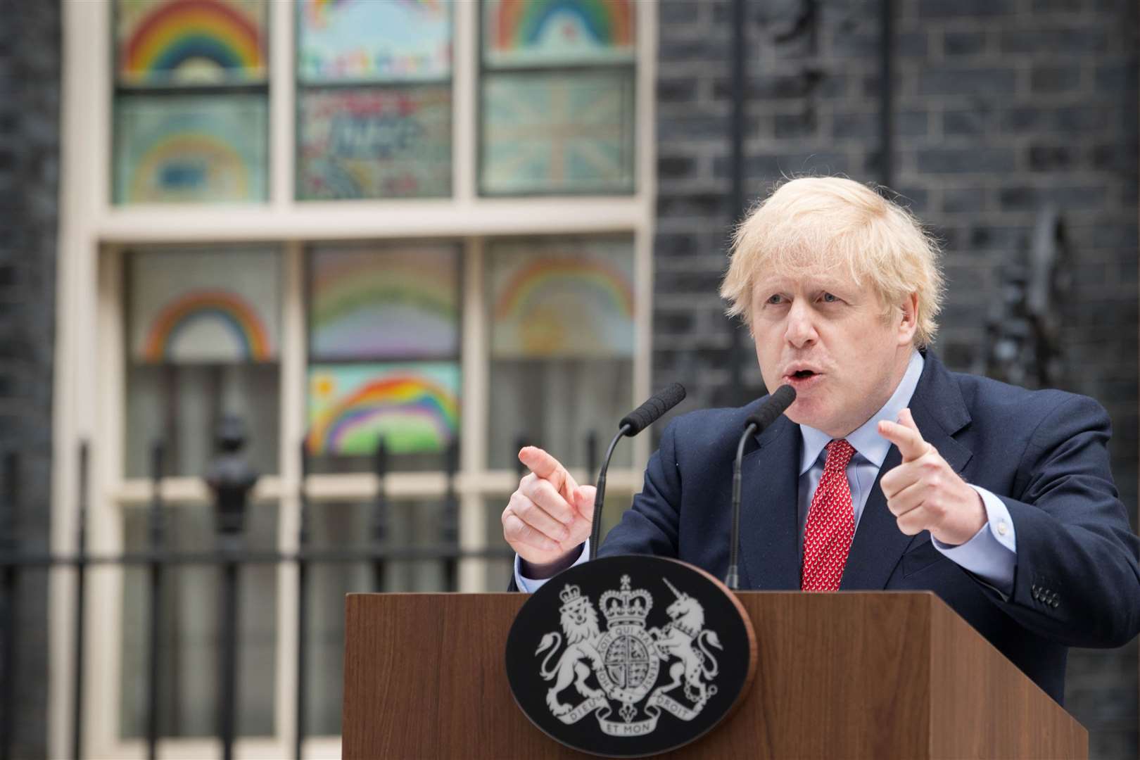 Prime Minister Boris Johnson makes a statement outside 10 Downing Street in April 2020 after spending two weeks recovering from Covid-19 (Stefan Rousseau/PA)