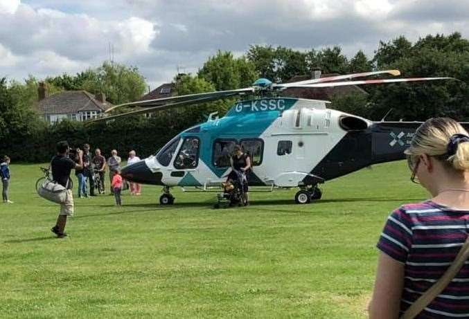 The air ambulance landed on Westmeads Recreation Ground Picture: Janice Johnston