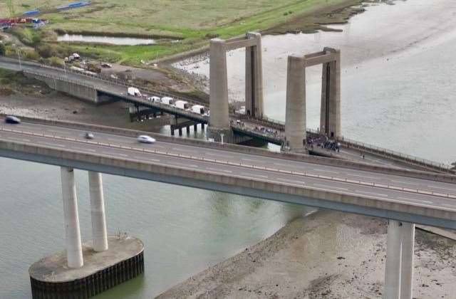 The bridge connecting Sheppey and Sittingbourne is shut until Sunday. Picture: Philip Drew