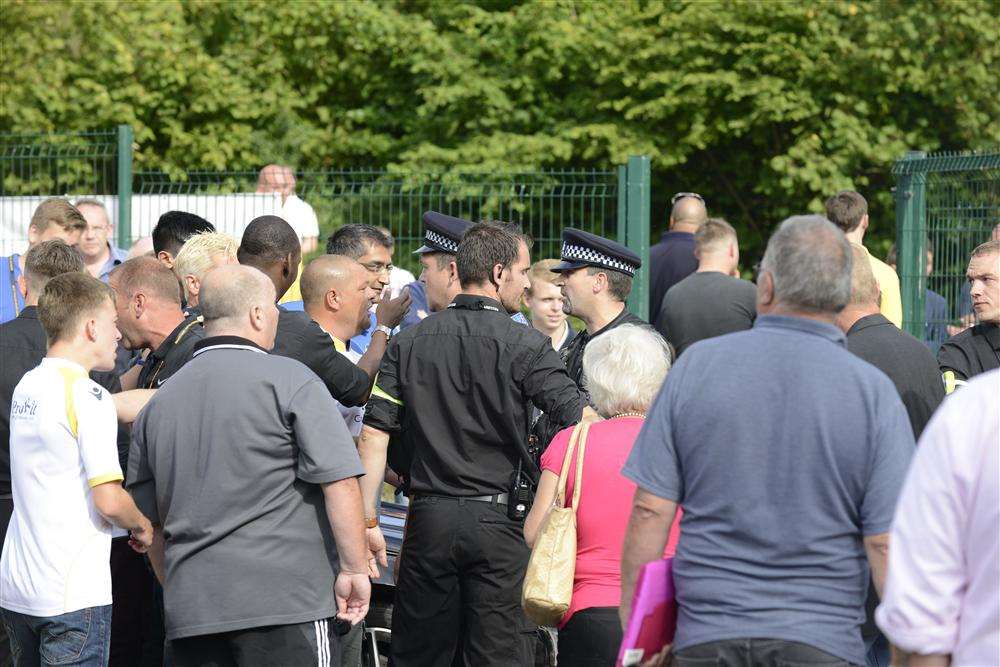 Police at the Maidstone ground.