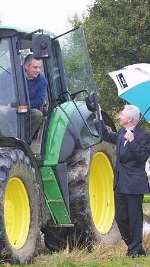 Paddy Collins chats to farm manager Jamie Forknall at Pleasant Farm, Chart Sutton, near Maidstone