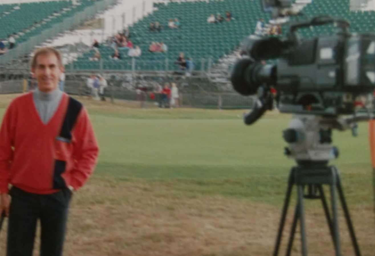 Ron Lobeck doing a live forecast from the Open Championship at Royal St George's Golf Club in the early 1980s