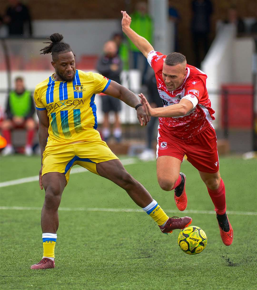 Joe Taylor in action against Sittingbourne earlier this season. Picture: Stuart Watson