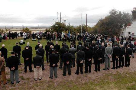 The service to commemorate the 70th anniversary of the last battle on the British mainland soil at Graveney Marshes near The Sportsman in September 1940.