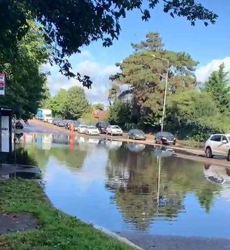 The flooded A20 in Aylesford