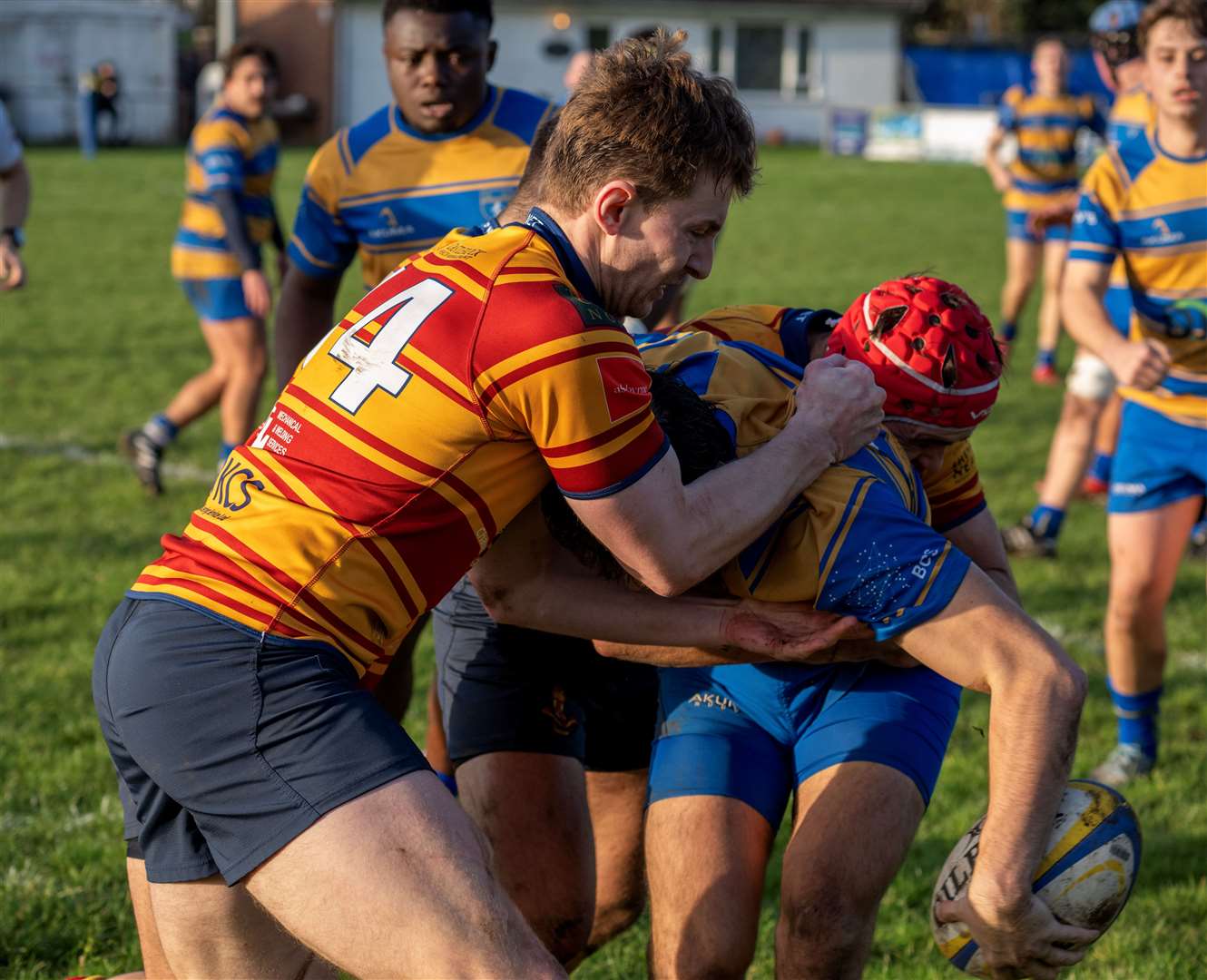 Medway's Conor Chalmers gets to grips with Beckenham on Saturday. Picture: Peta Nash