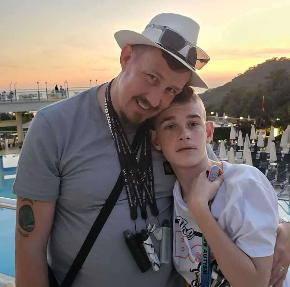 Paul pictured with his son Jack while away on holiday. Picture: Paul Phipps