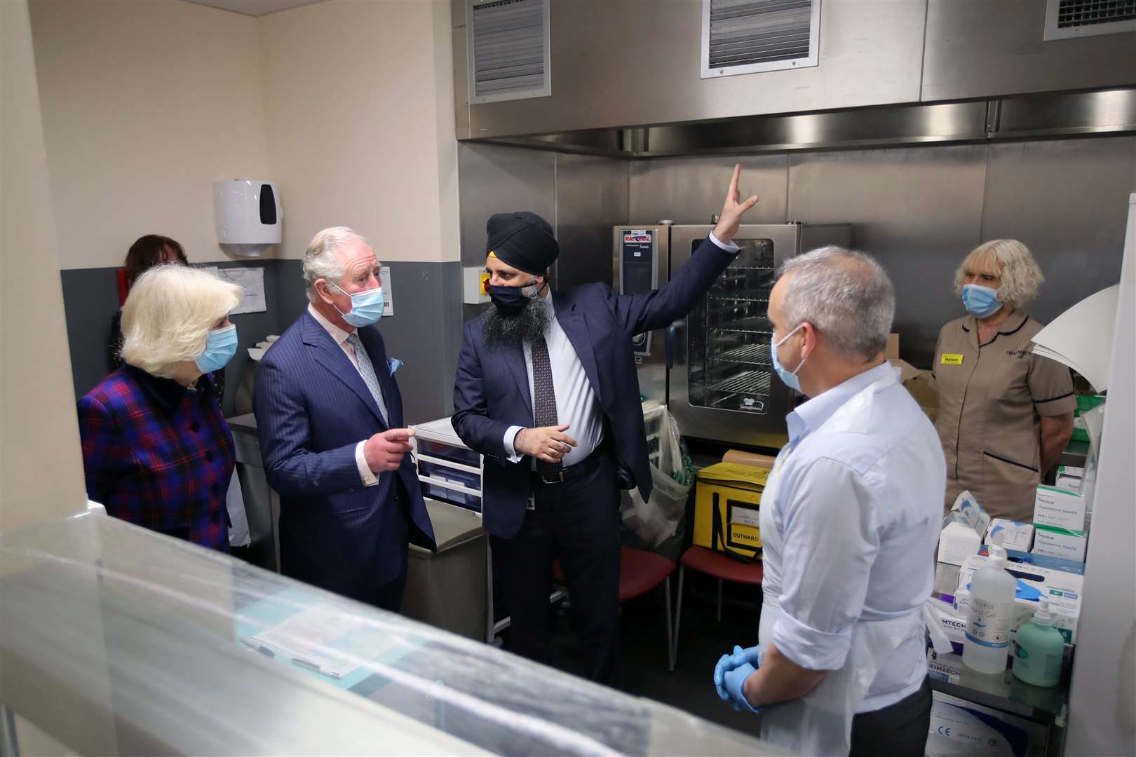 The Prince of Wales and Duchess of Cornwall during a visit to the Queen Elizabeth Hospital in Birmingham (Molly Darlington/PA)