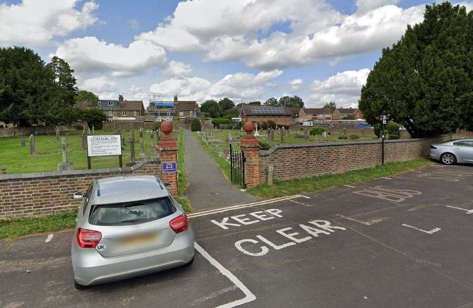 The woman was visiting the cemetery off Church Street at the time. Picture: Google Maps