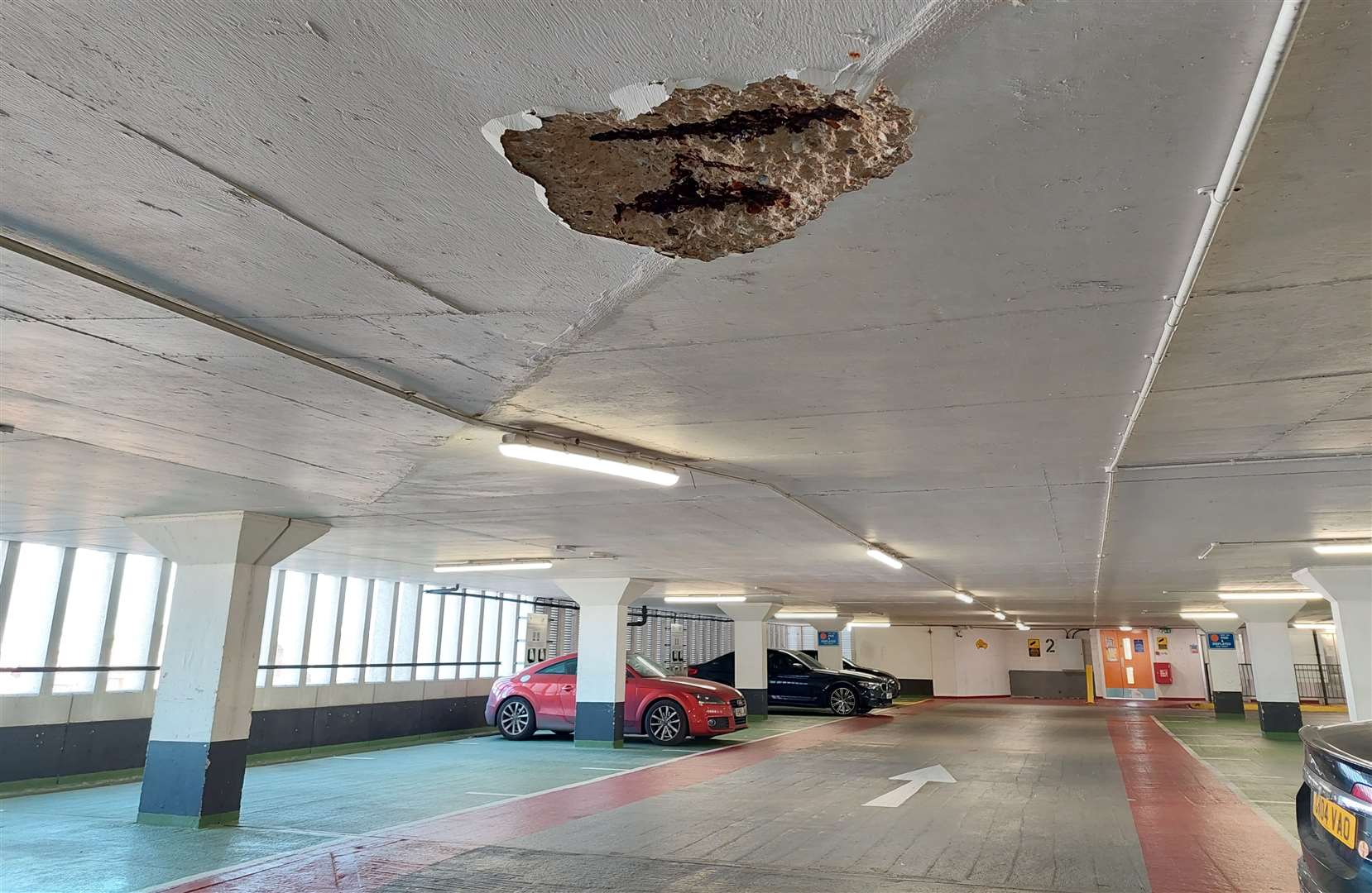 Part of the ceiling on the second storey of Edinburgh Road car park fell in in July; the site has been shut ever since