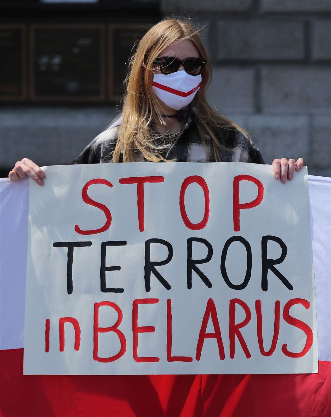 Members of the Belarusian community protest (Niall Carson/PA)