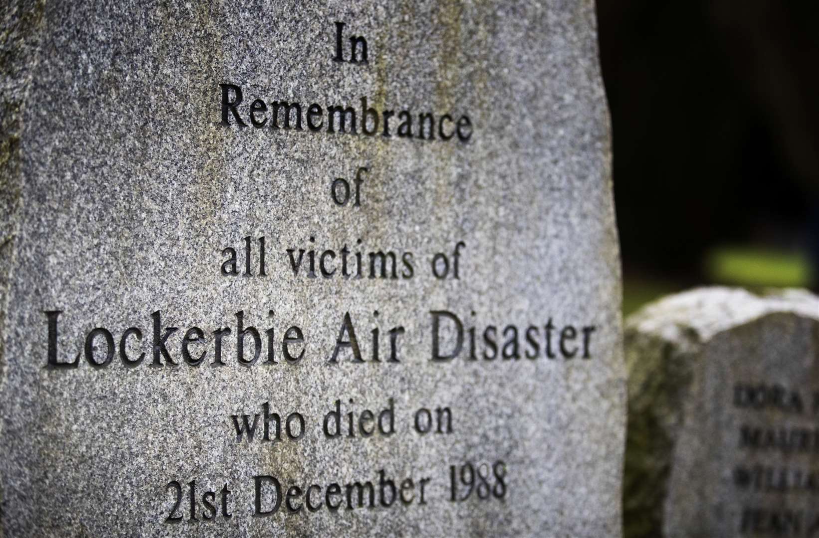 The Stone of Remembrance at the Memorial Garden, Dryfesdale Cemetery, in Lockerbie