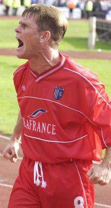 Gillingham manager Andy Hessenthaler gets animated during his first spell at the helm as player-manager