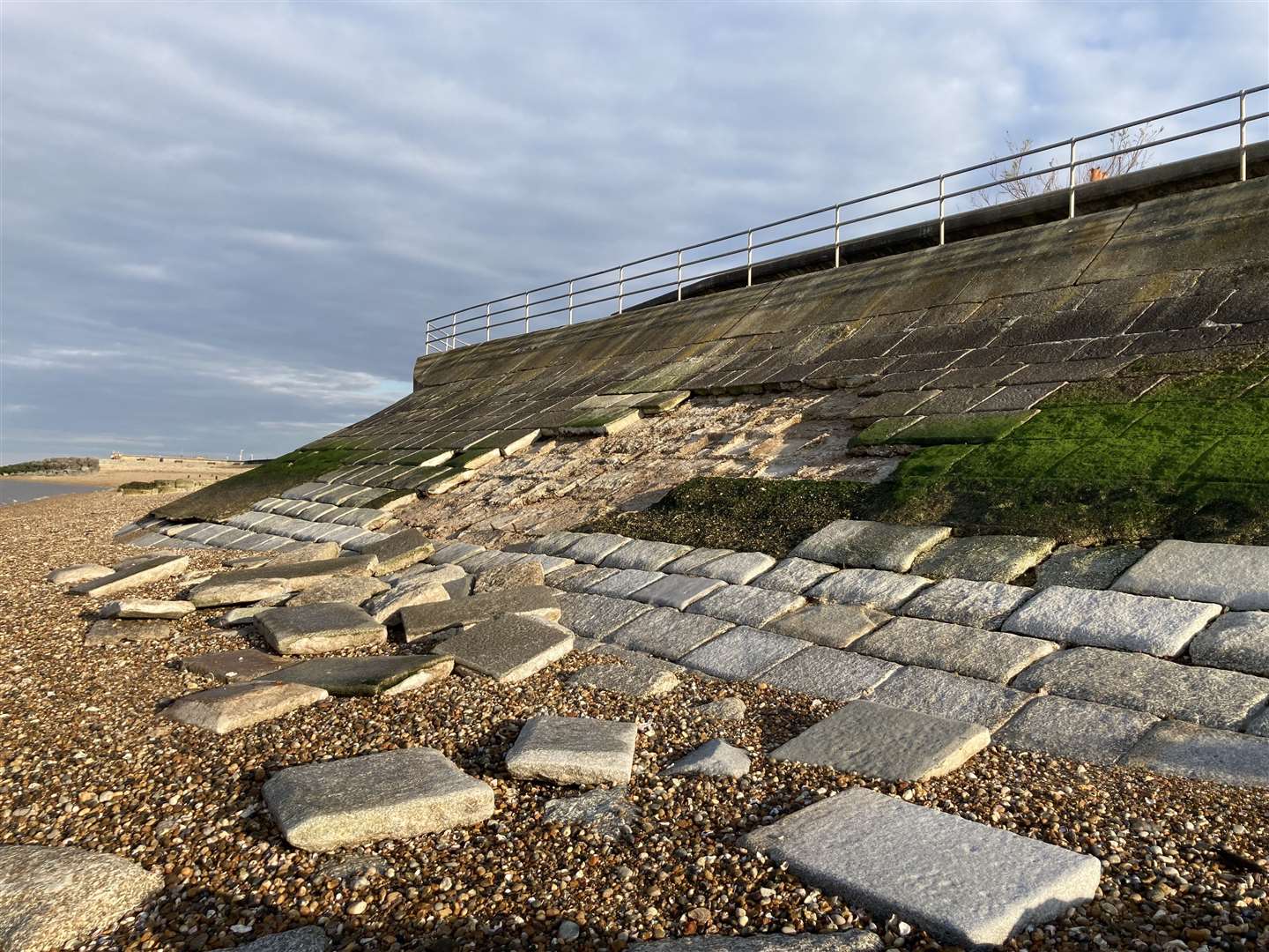 Storm damage of the sea wall at Sheerness, Sheppey
