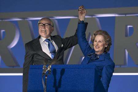 Jim Broadbent as Denis Thatcher and Meryl Streep as Margaret Thatcher. PA Photo/Pathe Production UK &amp; Ireland.