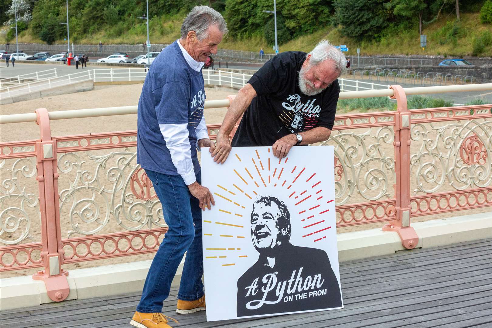 Sir Michael Palin and Terry Gilliam were in Wales to launch the fundraiser (Paul Sampson/A Python on the Prom/PA