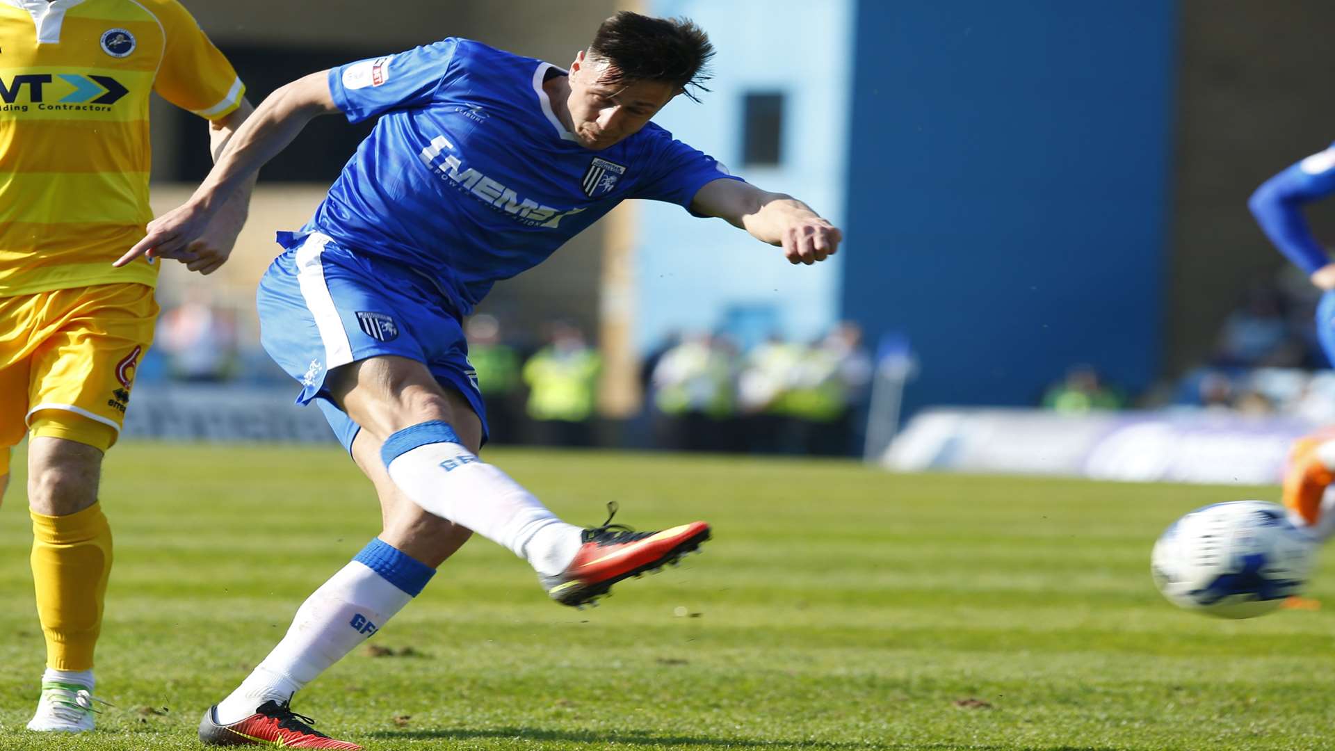 Harry Cornick fires in a shot against Millwall Picture: Andy Jones