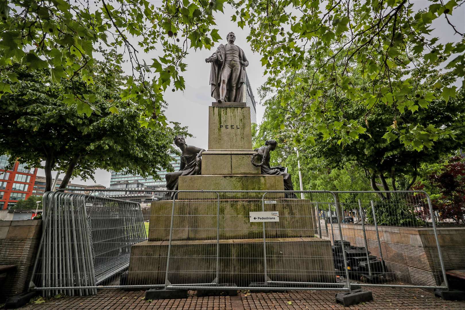 A statue of two-time British prime minister Sir Robert Peel in Piccadilly Gardens, Manchester (Peter Byrne/PA)