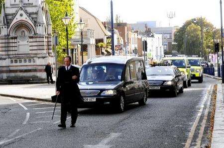 Funeral of Highways Agency traffic officer, John Walmsley, killed in an M25 accident as he helped at the scene of another crash.