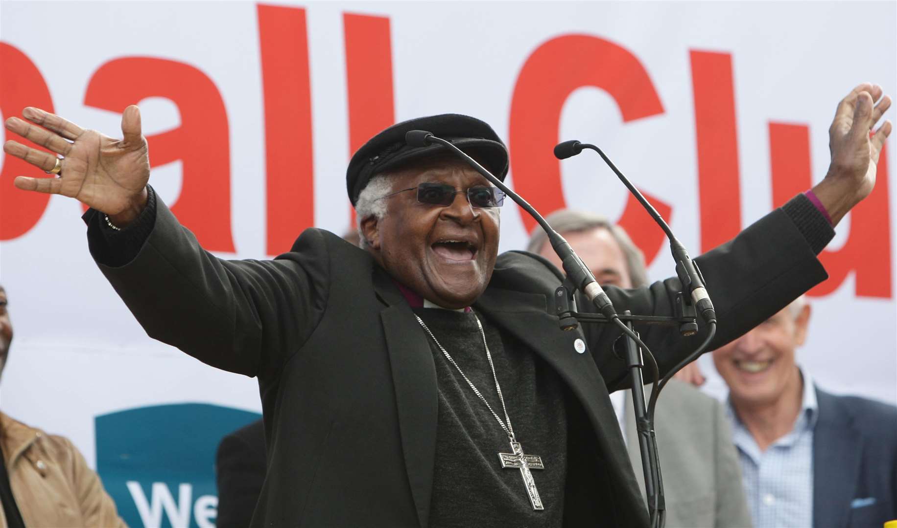 Archbishop Desmond Tutu speaks at the Britannia Stadium in Stoke (Dave Thompson/PA)