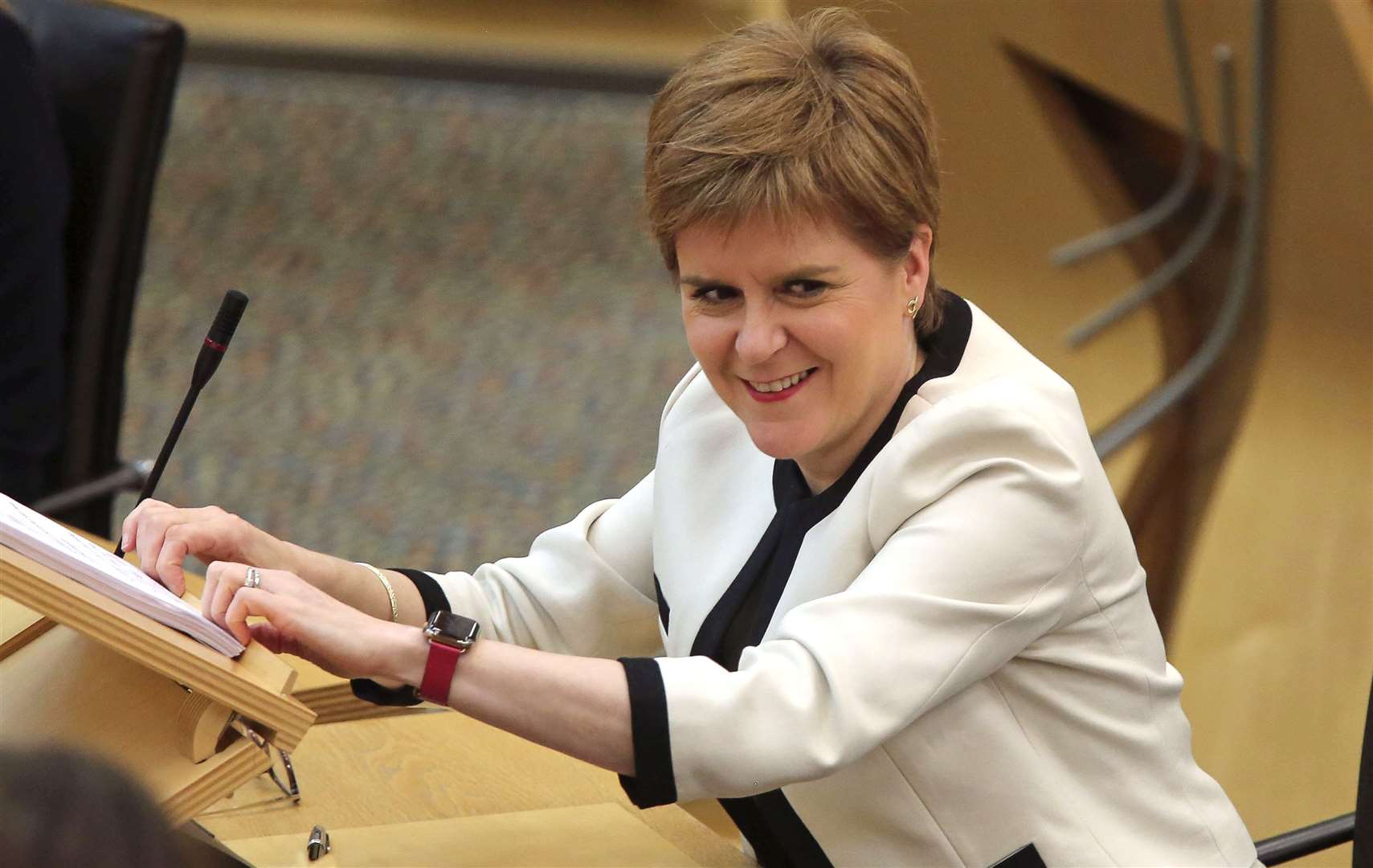 First Minister Nicola Sturgeon at the Scottish Parliament (Fraser Bremner/PA)