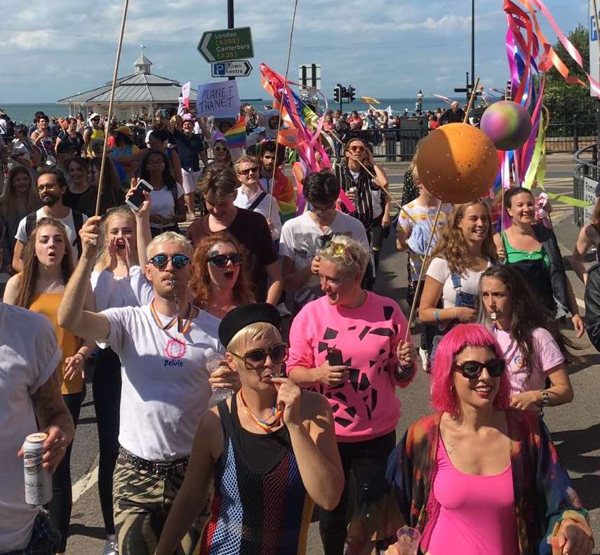 The parade gets underway along the sea front