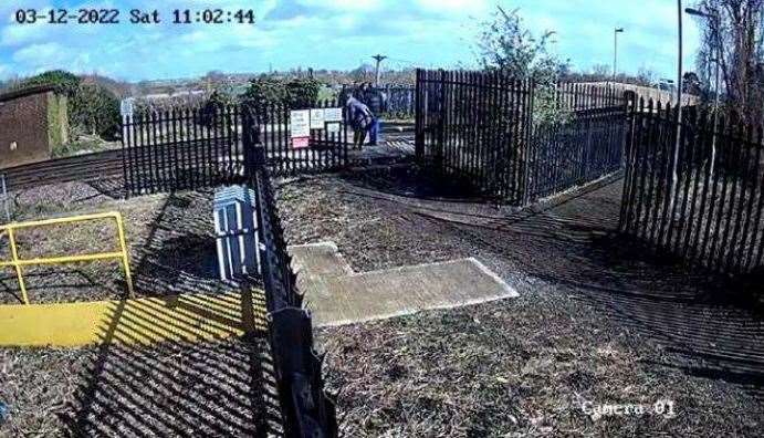 Children captured on CCTV playing football on the crossing at Teynham