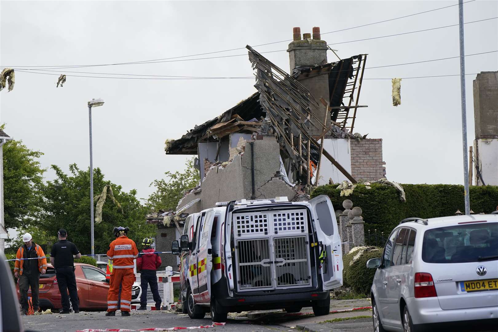 The blast destroyed three houses (Danny Lawson/PA)