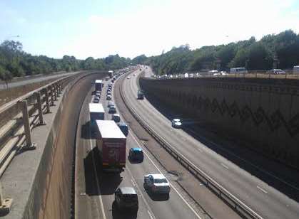 Traffic on the A249 is heavy after the crash