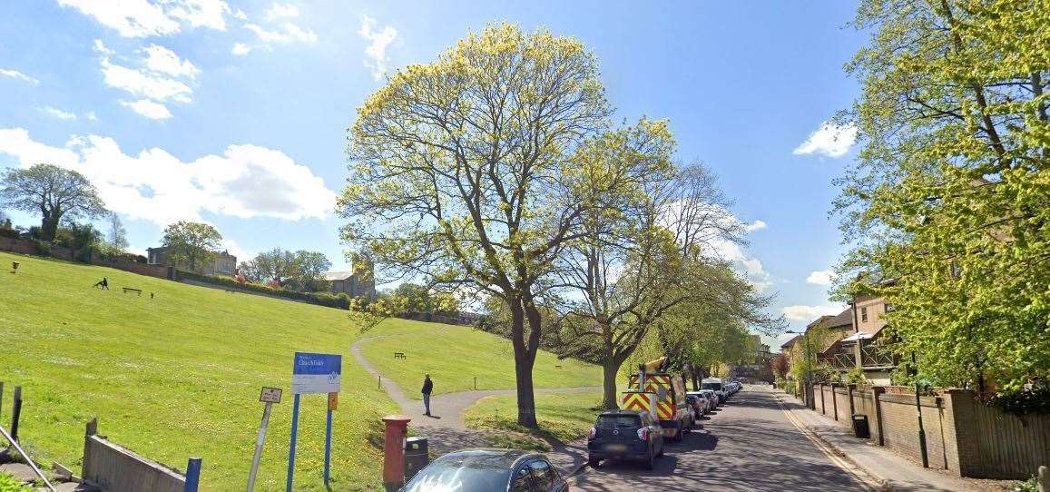 The slope at Churchfields, next to The Esplanade, Rochester. Image: Google