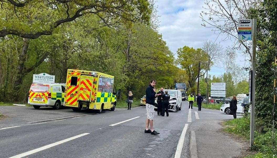 The crash happened in Canterbury Road, between Sturry and Herne Bay