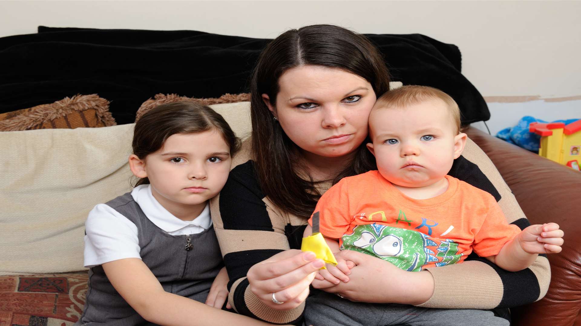 Keira Dunnet and her children Noah and Grace