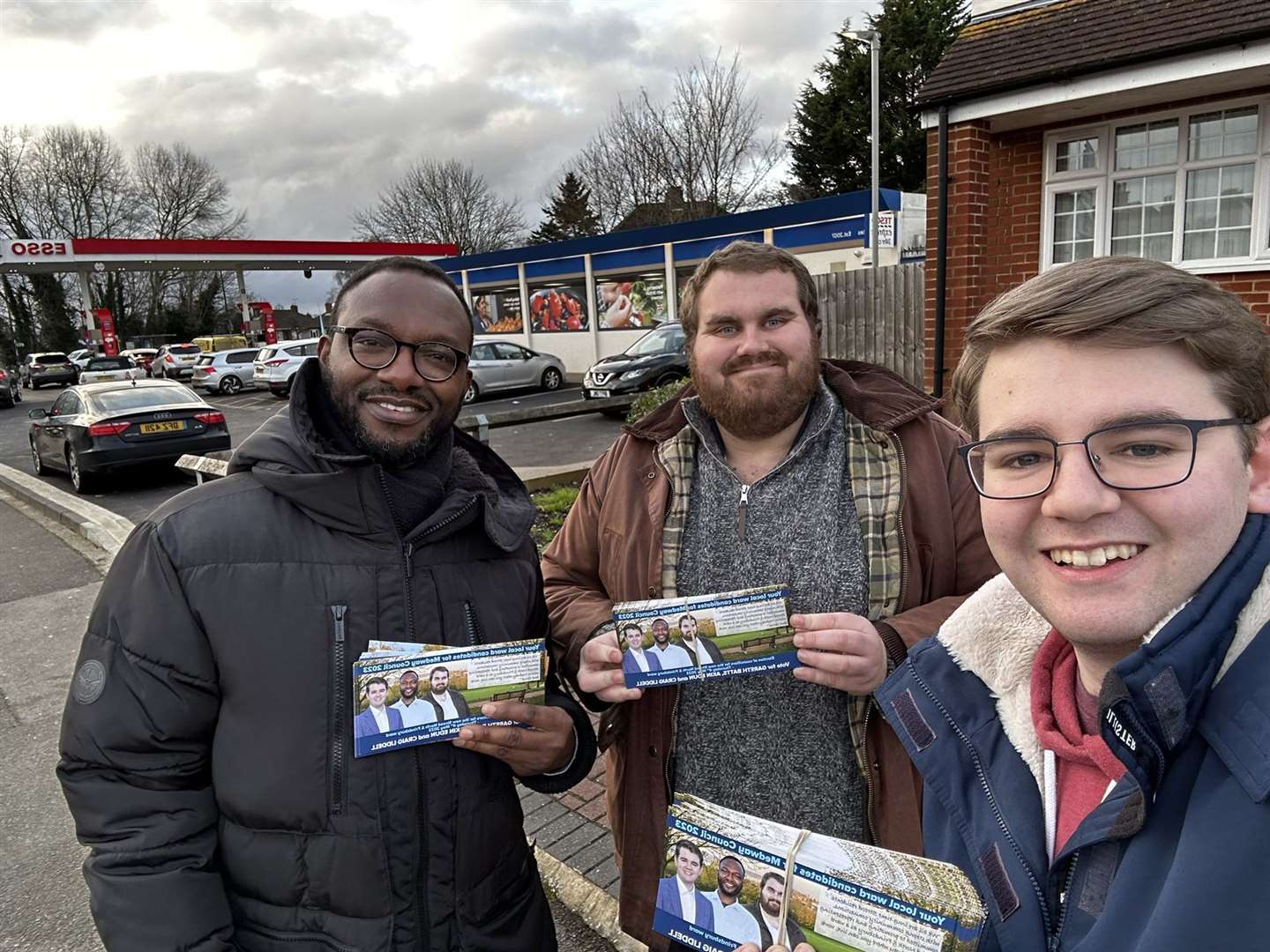 Akin Edun, Gareth Batts, and Craig Liddell campaigning in Strood. Picture: @CraigLiddell7