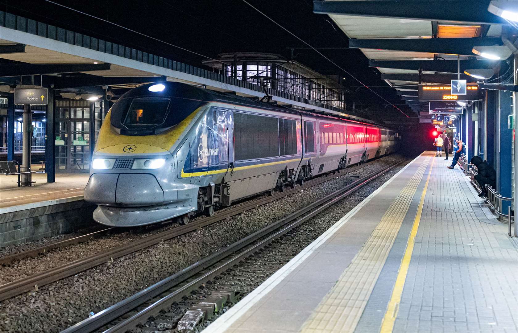 A Eurostar train was spotted at Ashford International in the early hours. Picture: Rowan Clark