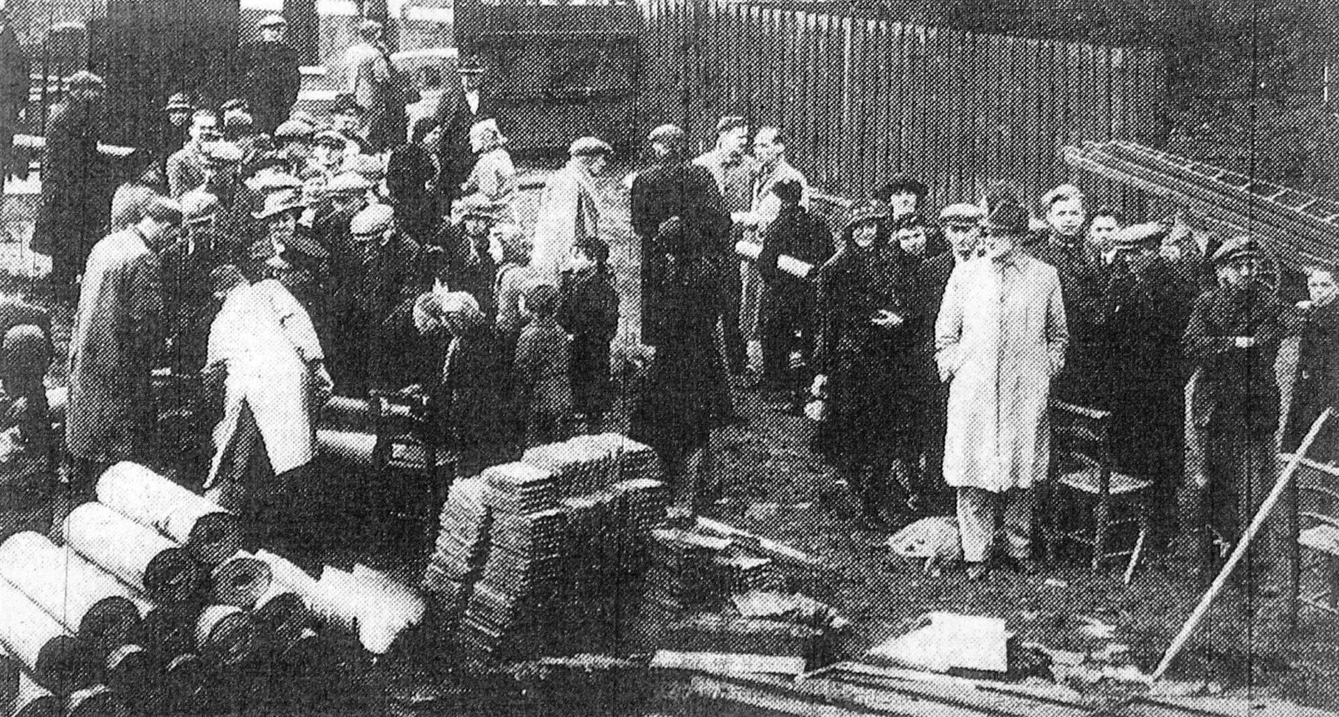 Rolls of thick brown paper were distributed to residents to cover their windows in Wickham Street, Rochester, after the bombing in April 1941