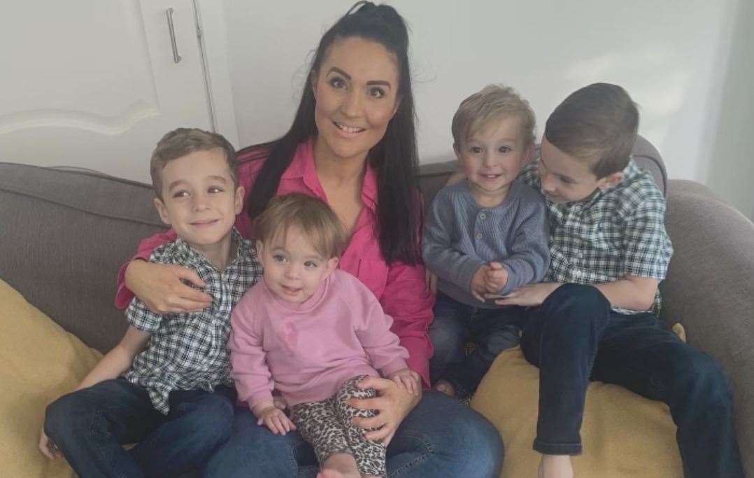 From left, Leo, Mia, mum Sarah, Max and Hugo. Picture: Sarah Zahra