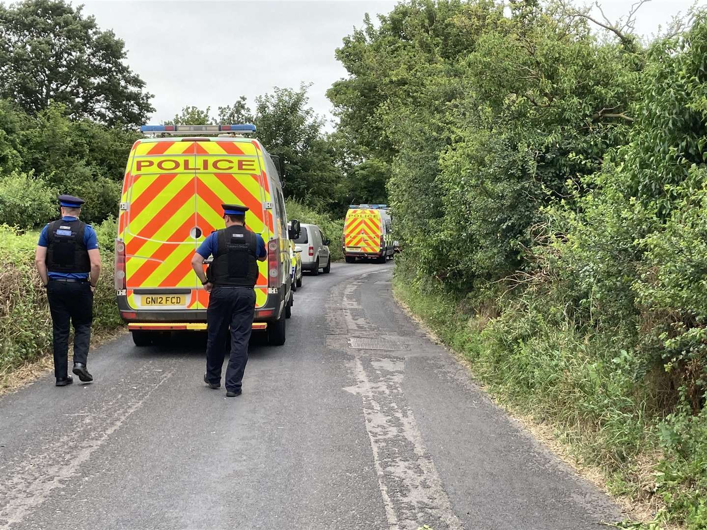 Police were pictured in Highsted Road, Sittingbourne, last week after a 16-year-old girl was stabbed