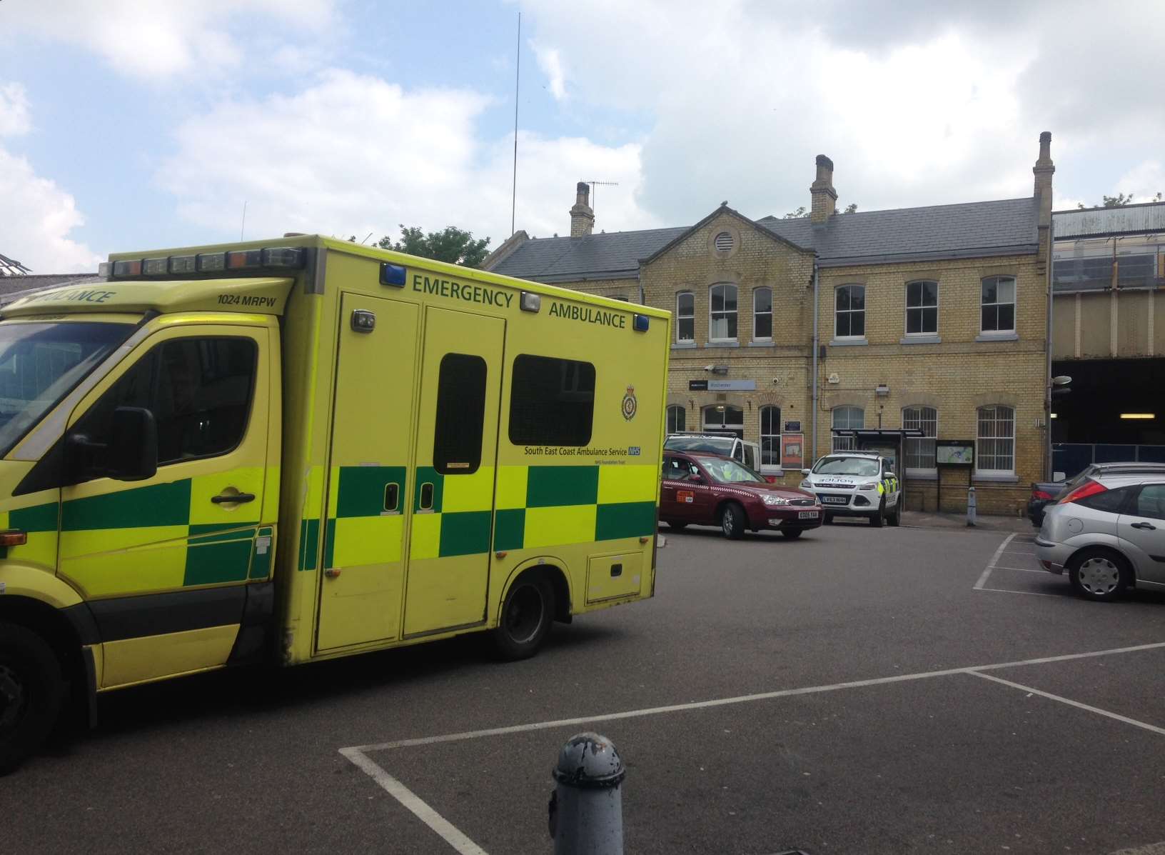 The scene outside Rochester train station this morning