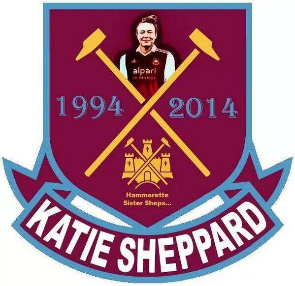 The West Ham badge is transformed into a tribute to Katie Sheppard. Picture: @Adam16WHU
