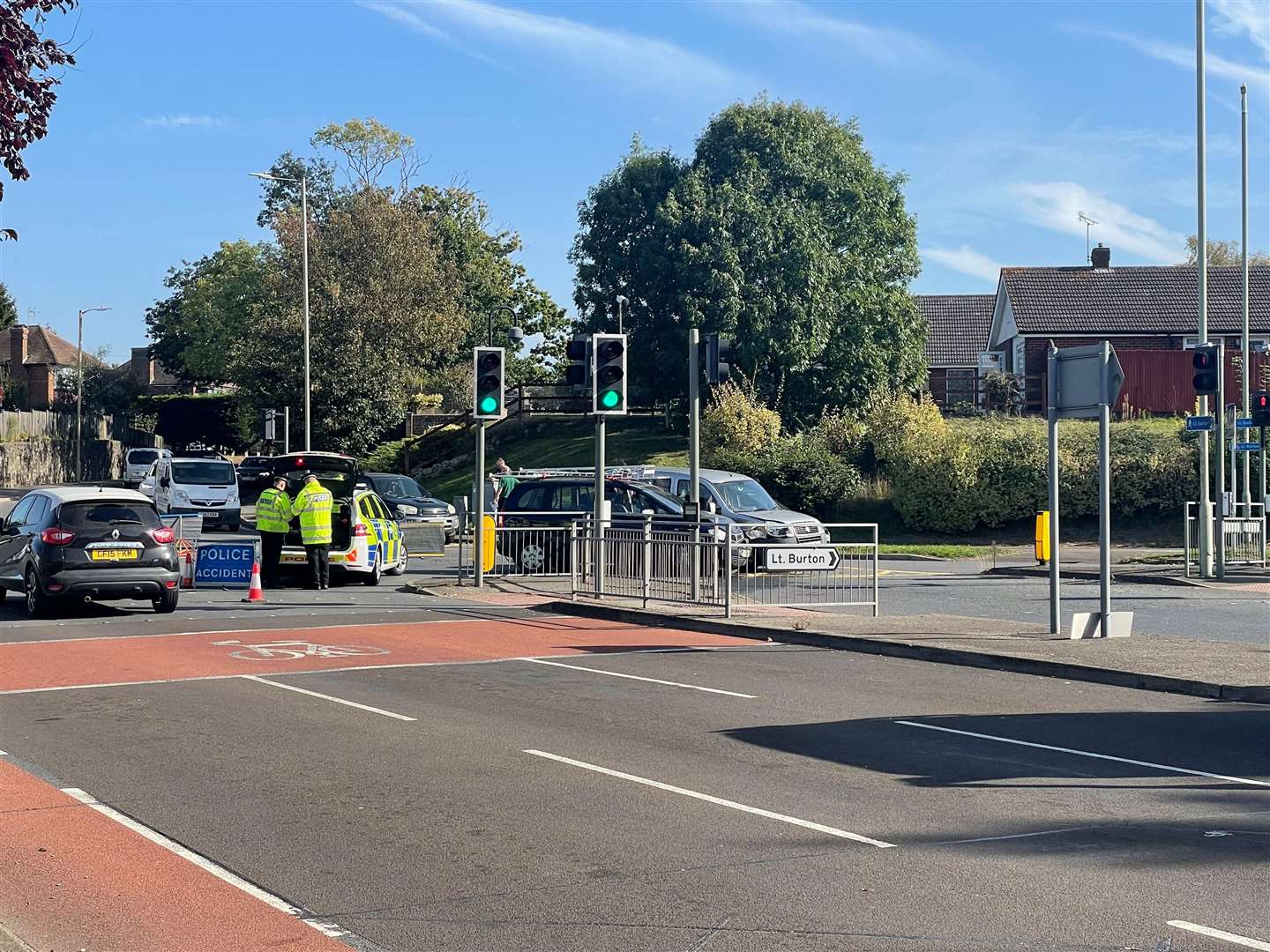 Police at the scene of the crash on the A28 Canterbury Road, working to clear the site