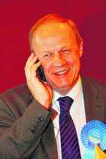 Damian Green celebrates victory