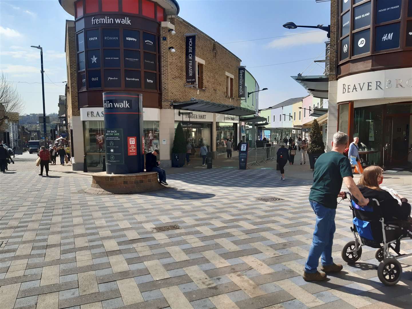 Shoppers at the top of Fremlin Walk in Maidstone