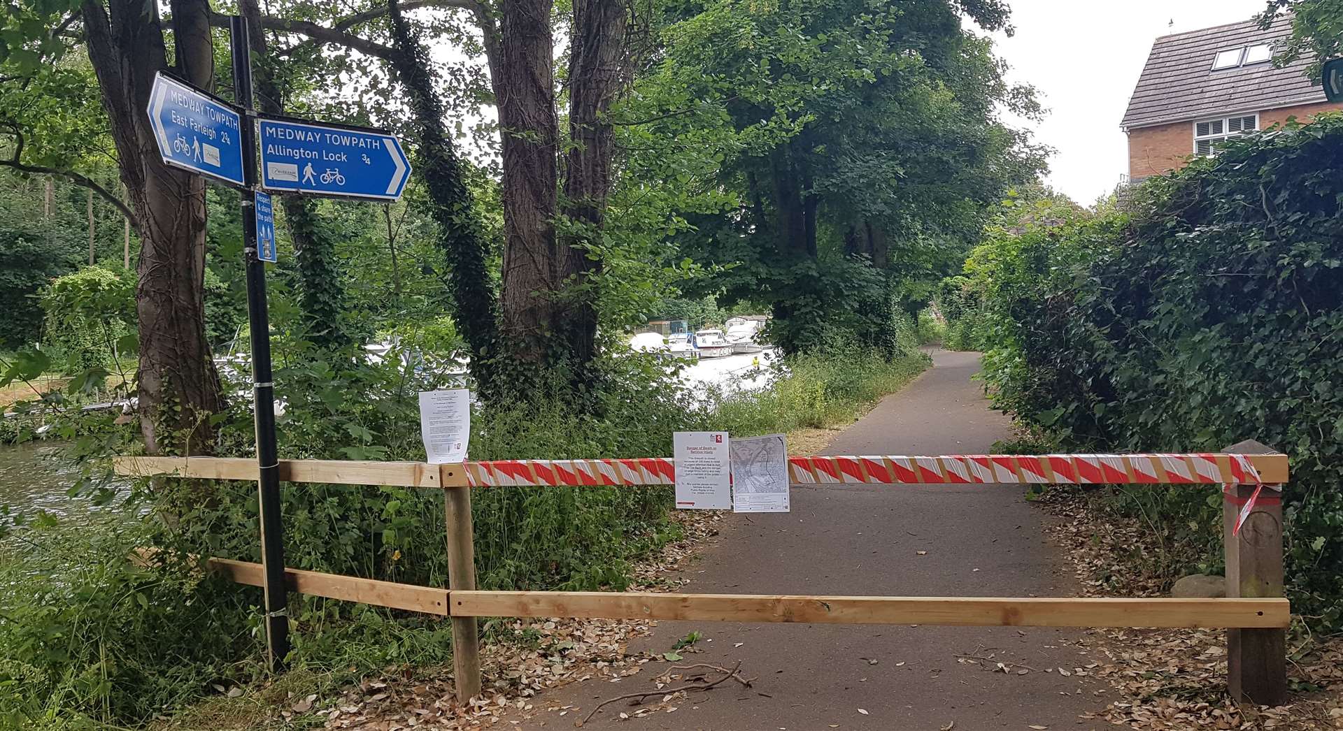 Barriers have been introduced at the bottom on Moncktons Lane