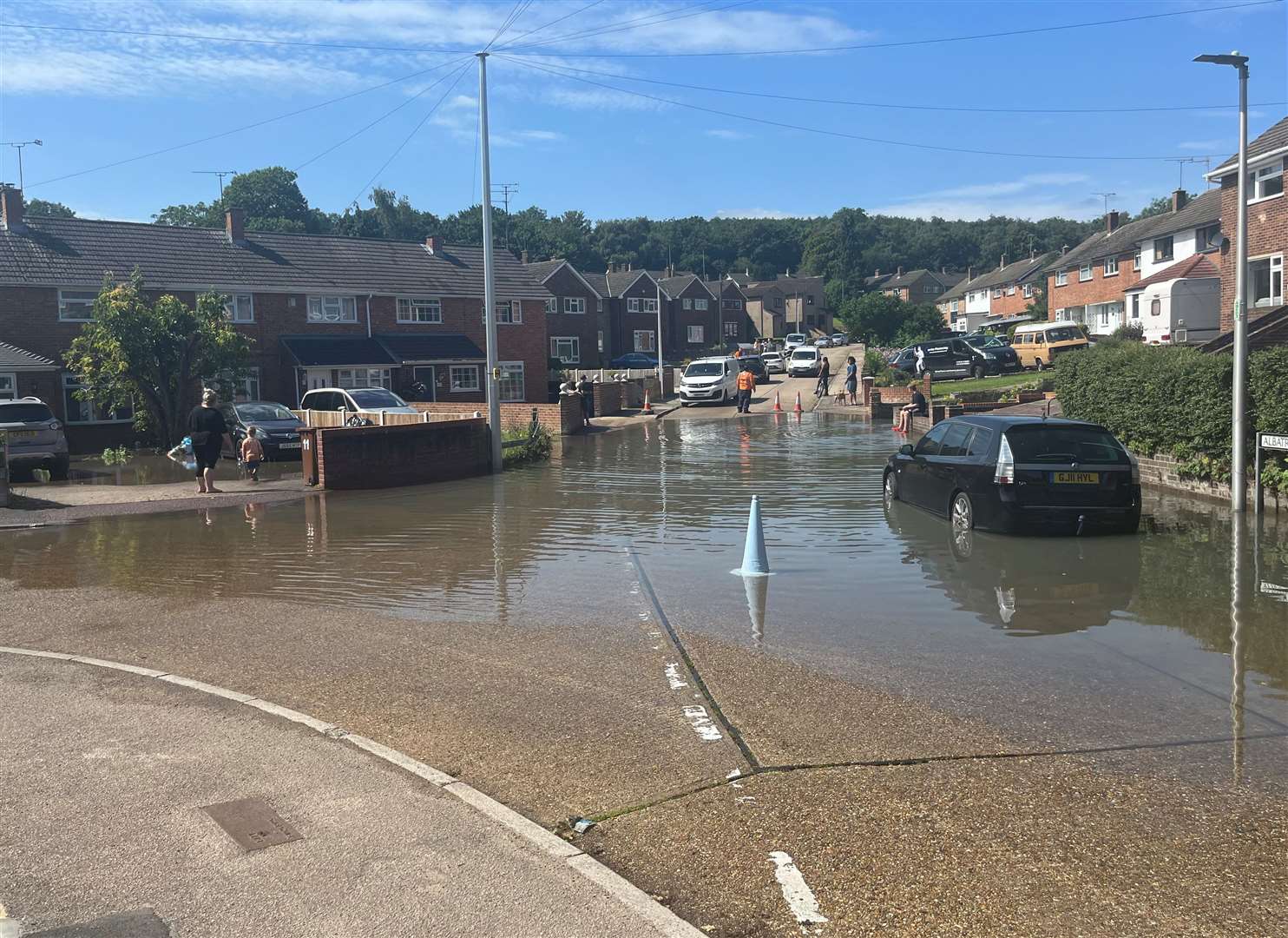 Part of Albatross Avenue in Strood is flooded