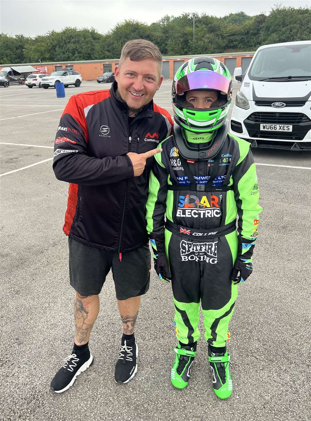 Dexter Collins with mentor Ryan Smith, the six-time British truck champion.