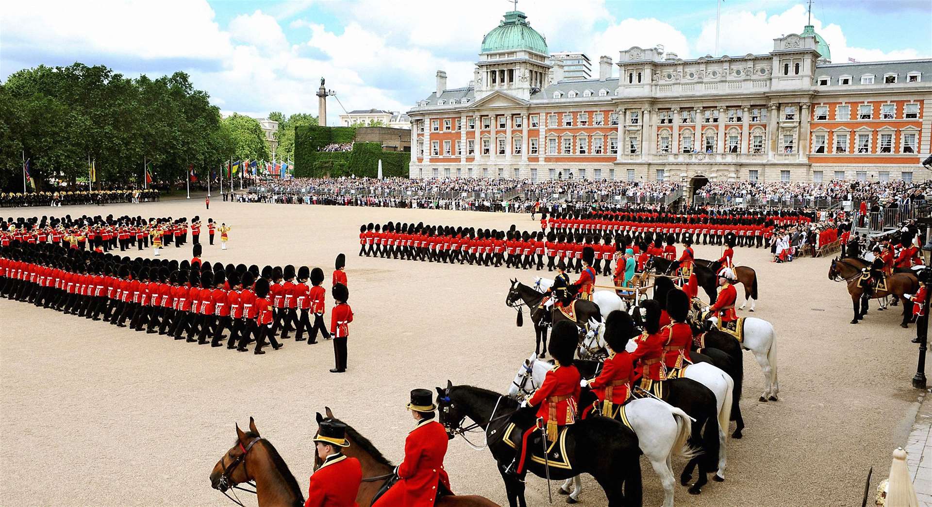 The Queen and Philip stand on the podium at Horse Guards Parade in 2008 (John Stillwell/PA)