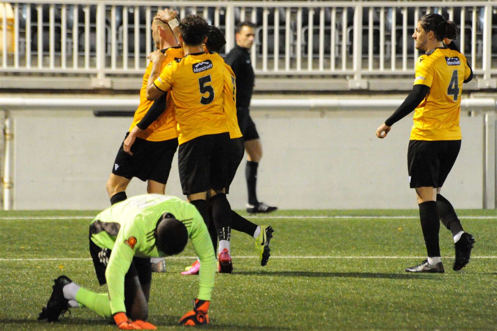 Maidstone celebrate Scott Rendell's equaliser Picture: Steve Terrell